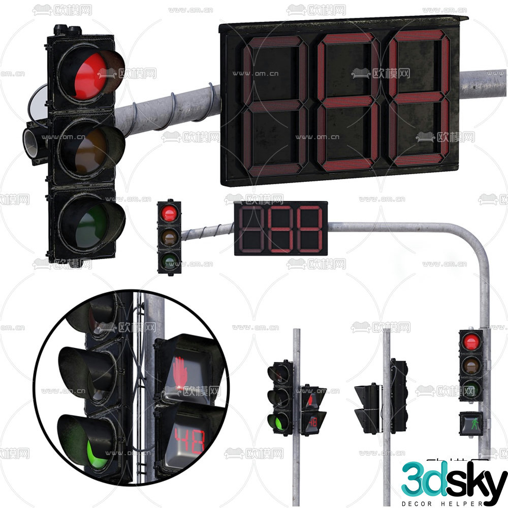 Modern traffic traffic light 3d model