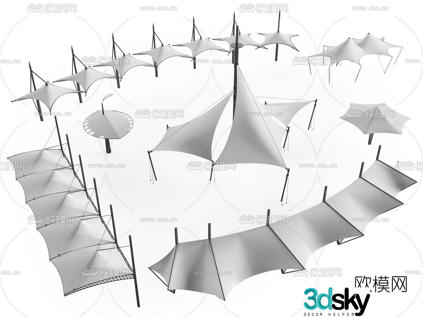 Modern awning carport outdoor awning 3d model