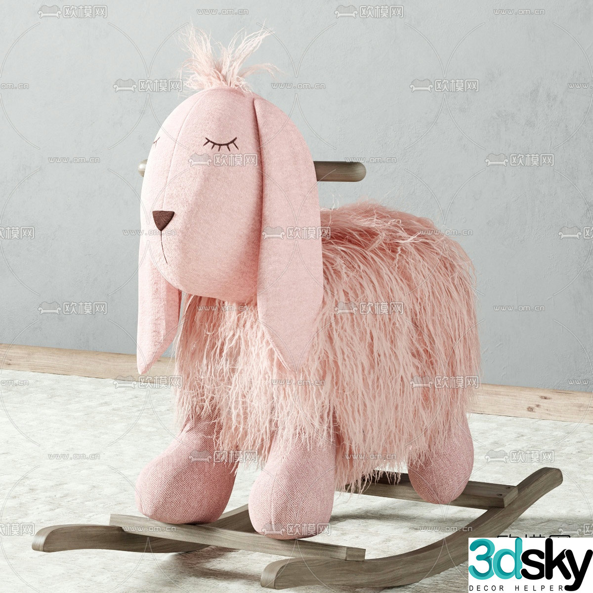 Modern children’s cloth doll rocking chair 3d model
