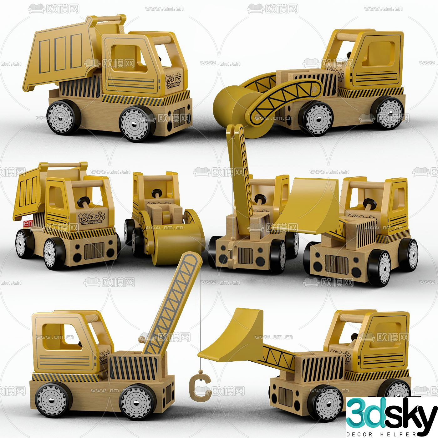 Modern children’s building block toy car 3d model