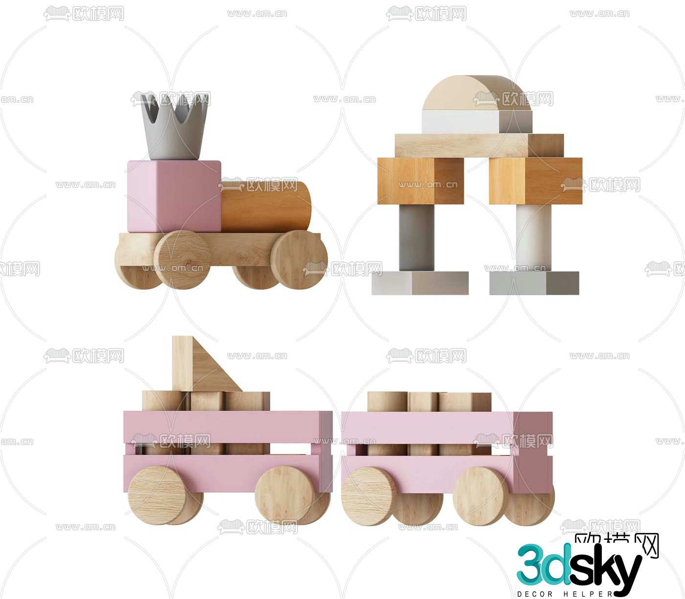 Modern children’s building block toys 3d model