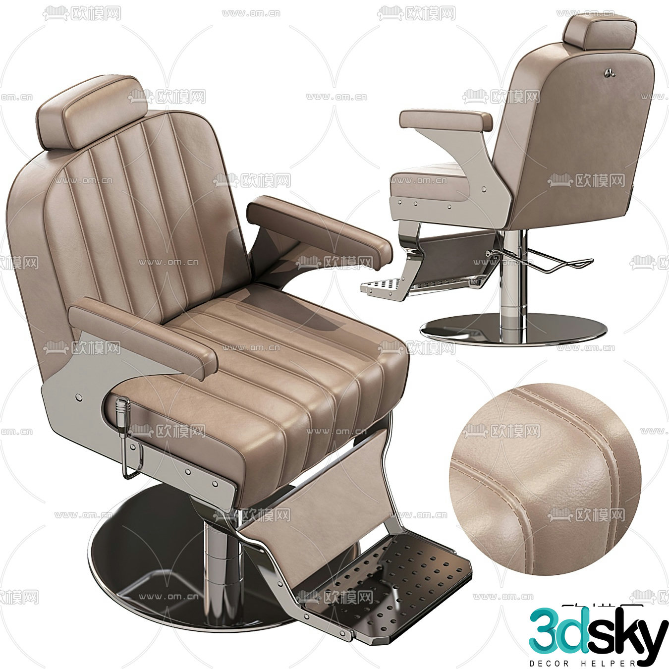 Modern leather barber chair 3d model