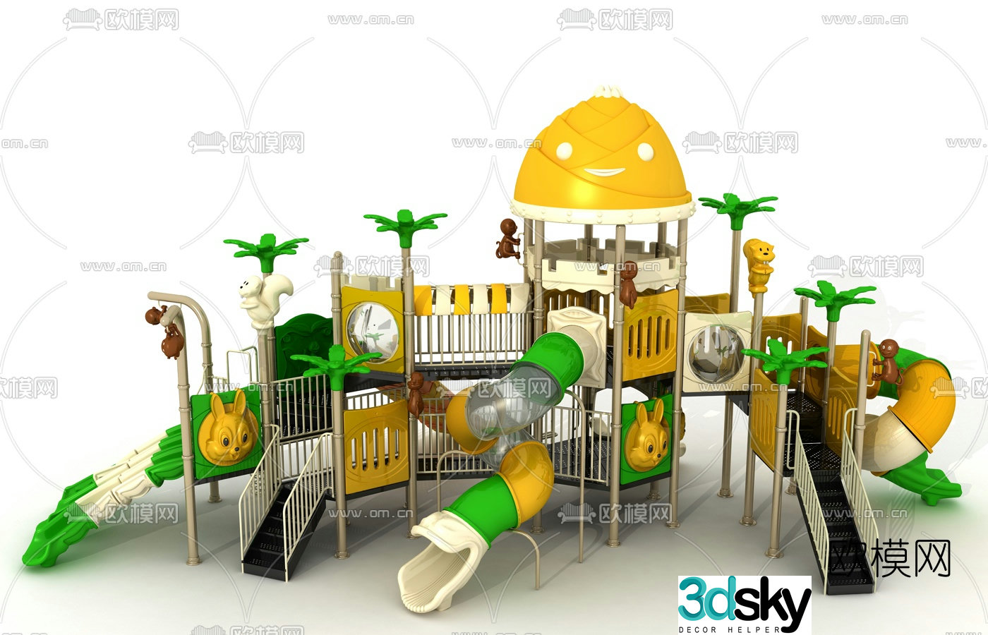 Modern children's slide amusement equipment 3d model
