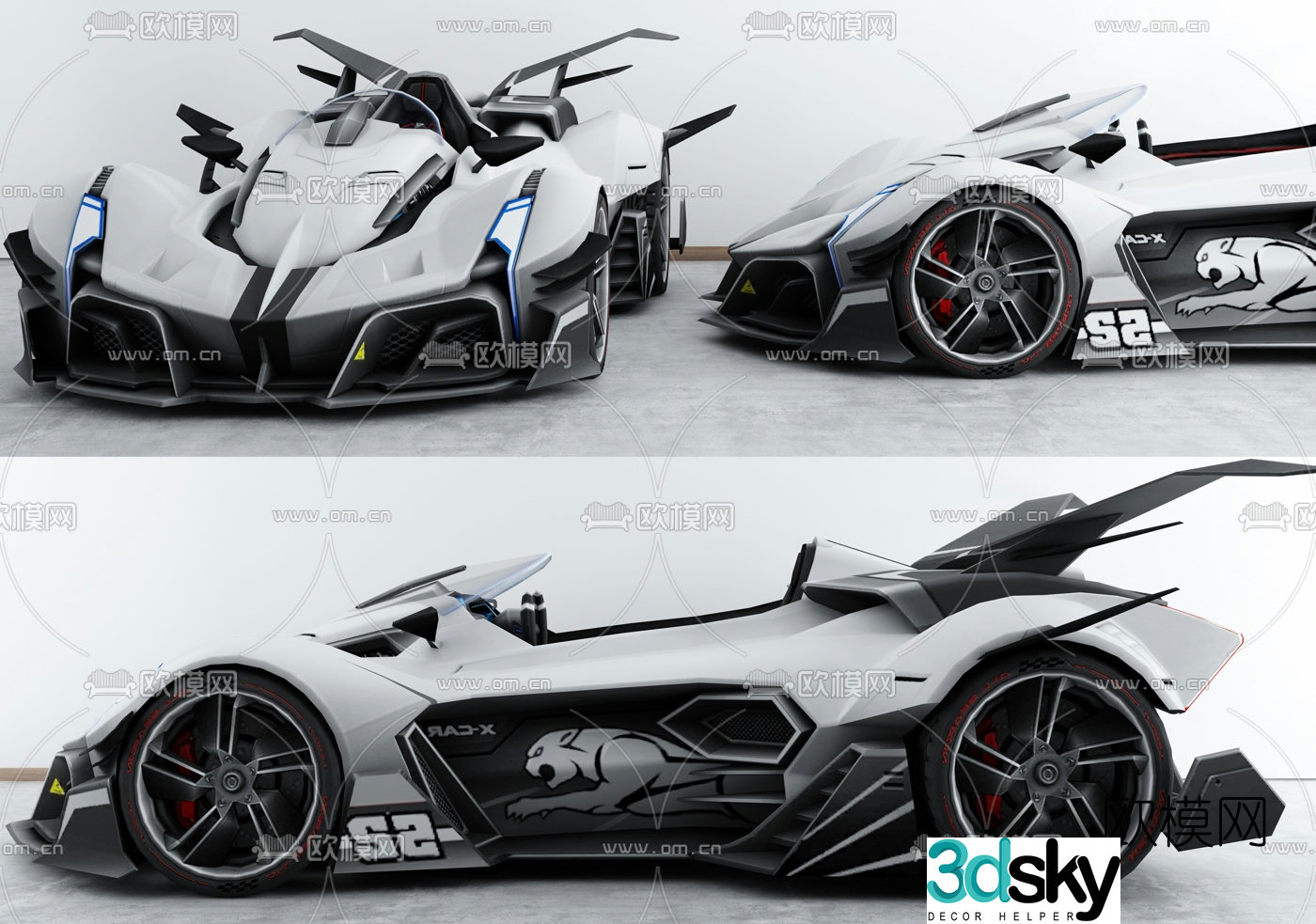 Modern sports car racing 3d model