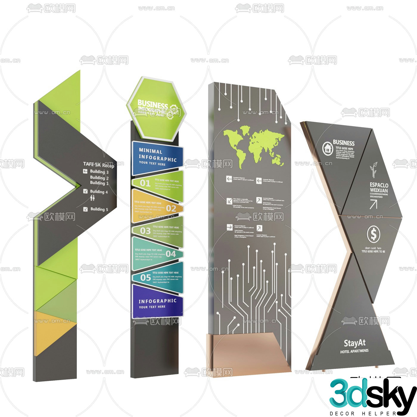 Modern guide sign 3d model