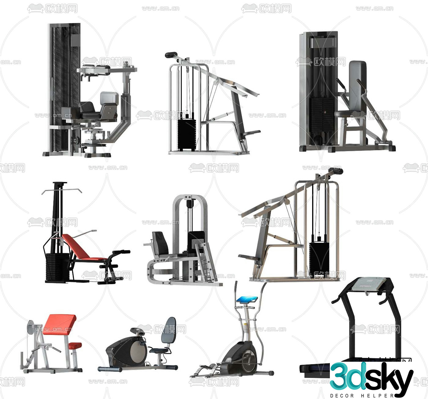Modern fitness equipment equipment 3d model