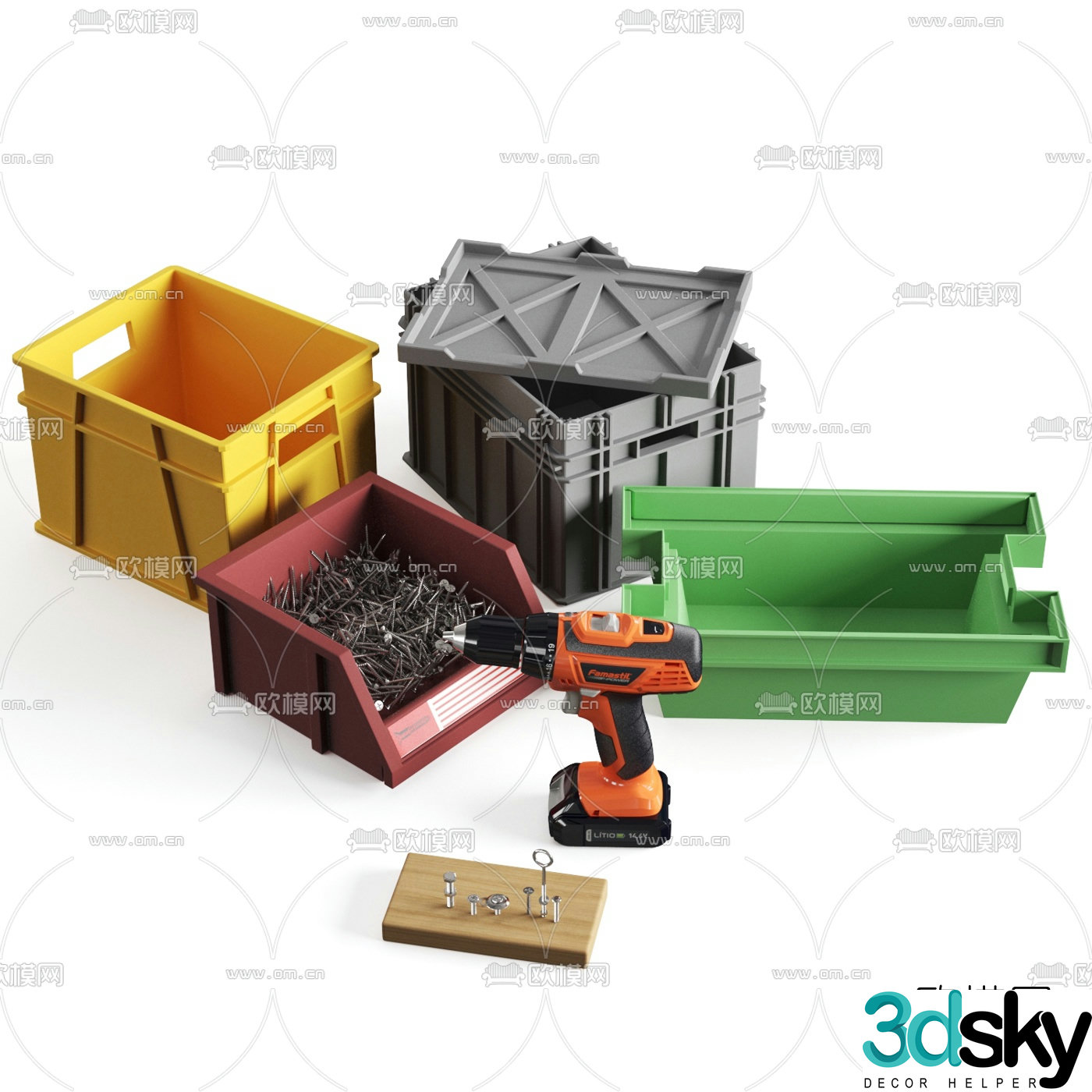 Modern screw drill tool box 3d model