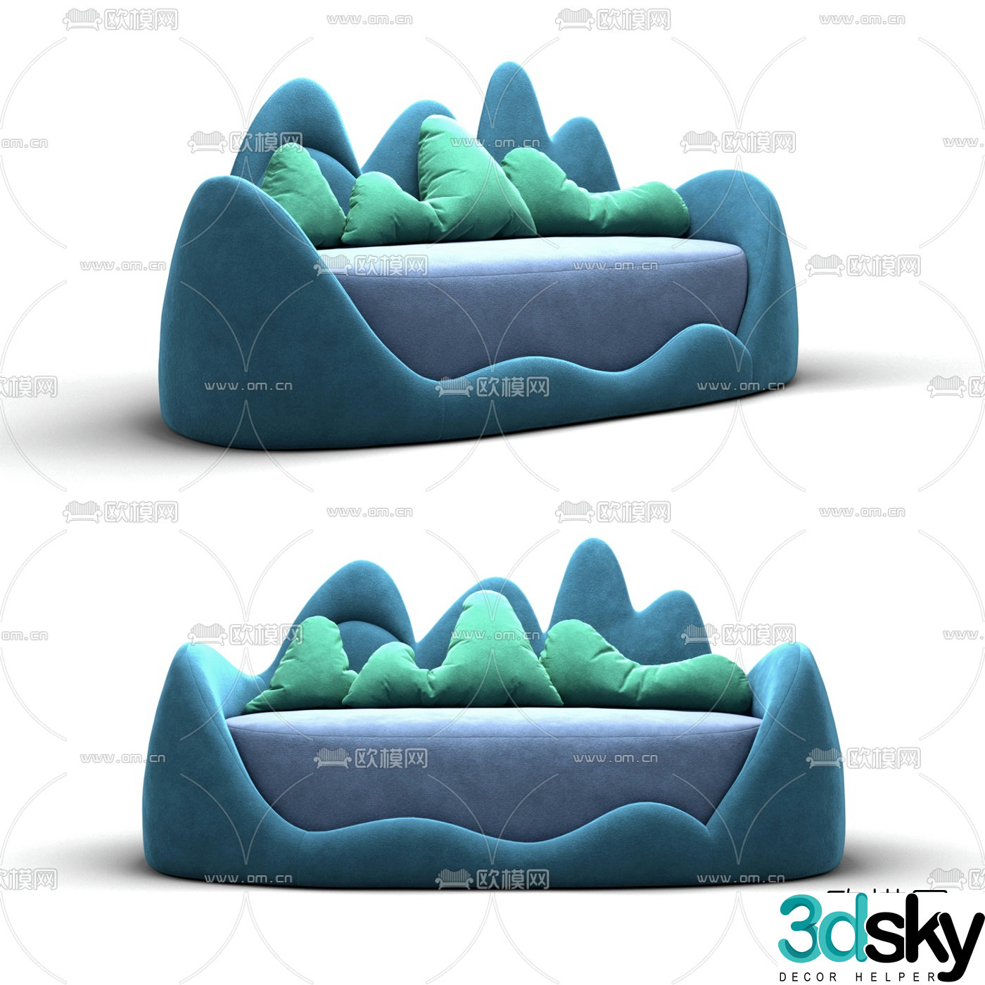 Modern fabric children’s sofa 3d model