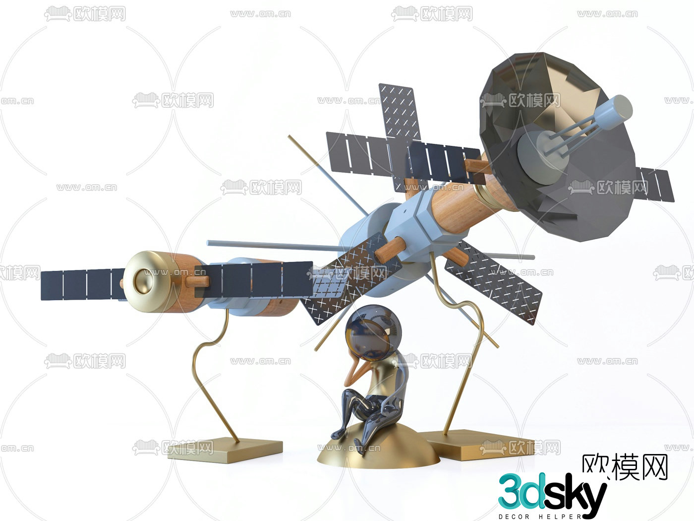 Modern space satellite toy 3d model