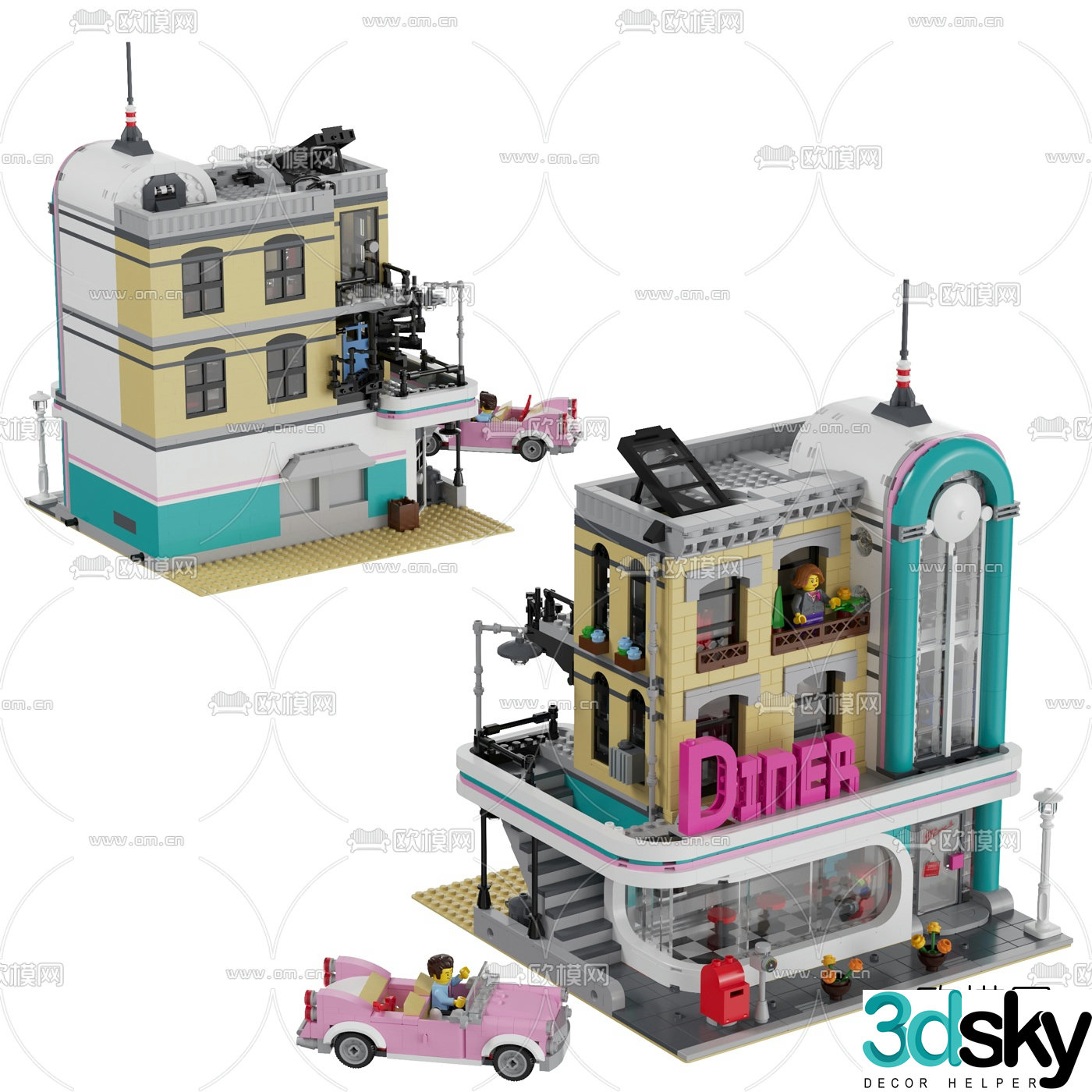 Modern nostalgic restaurant toys 3d model