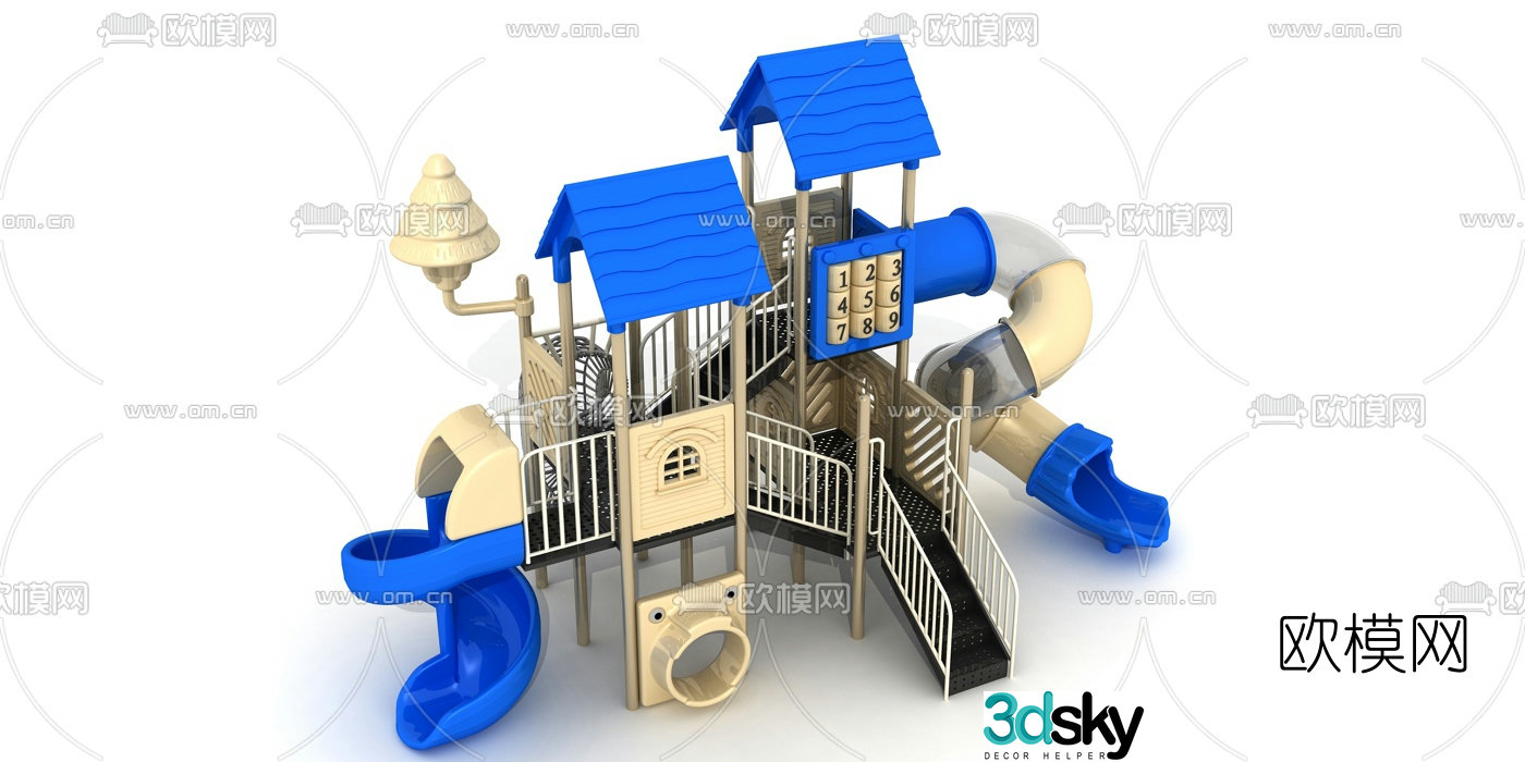 Modern children's slide amusement equipment 3d model