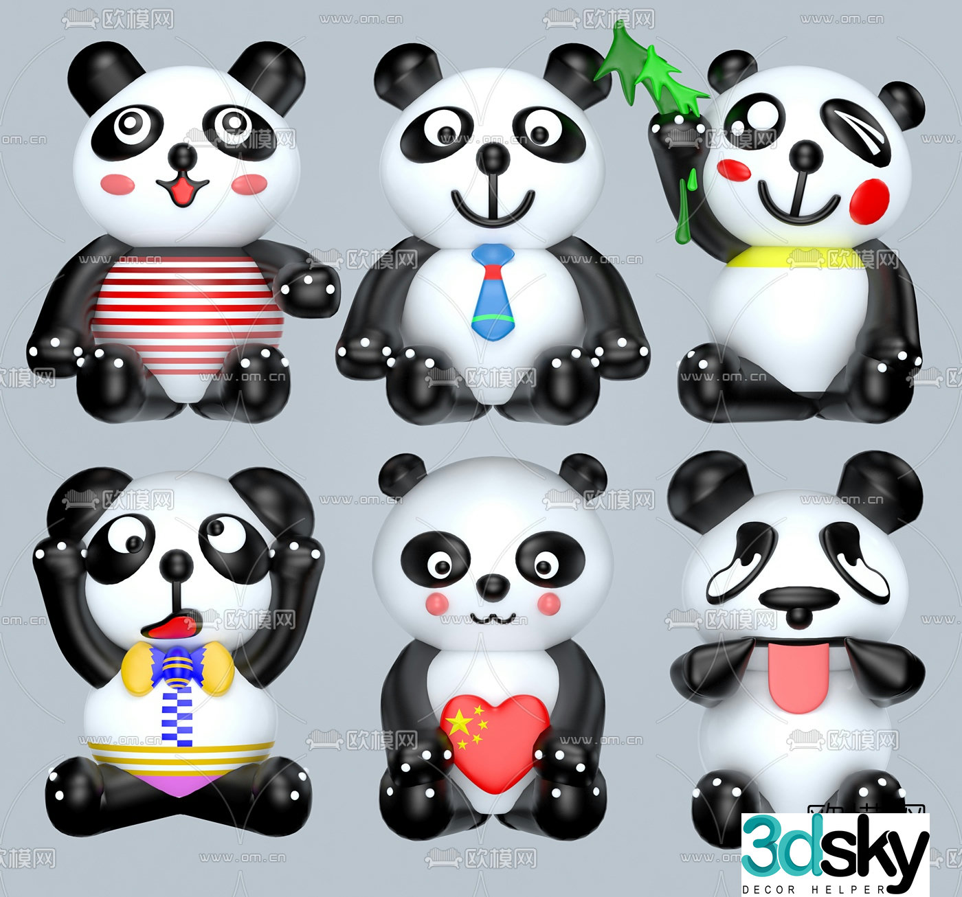 Modern children’s toy panda doll 3d model