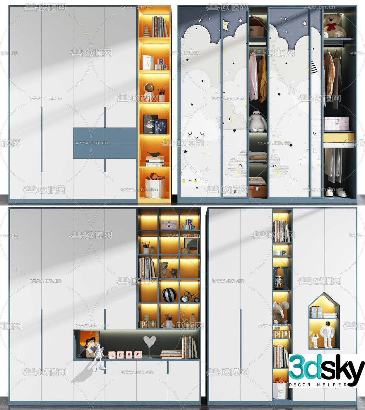 Modern children’s wardrobe decorative cabinet 3d model