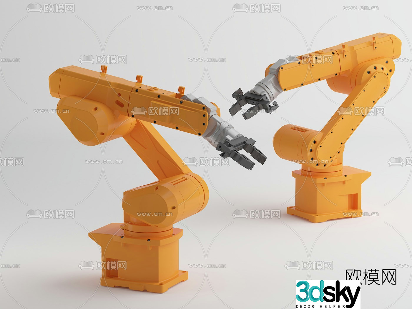 Industrial style metal robotic arm 3D model
