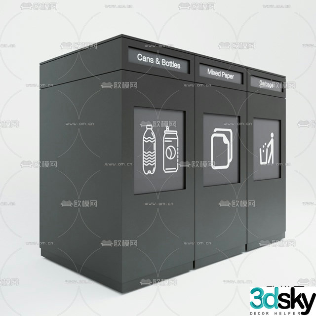 Modern outdoor trash can 3d model