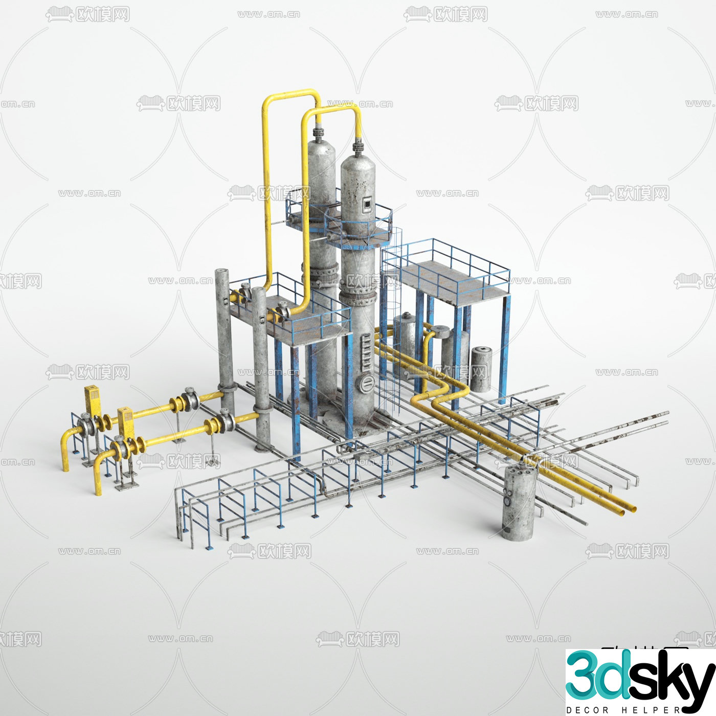 Industrial wind oil facility 3d model