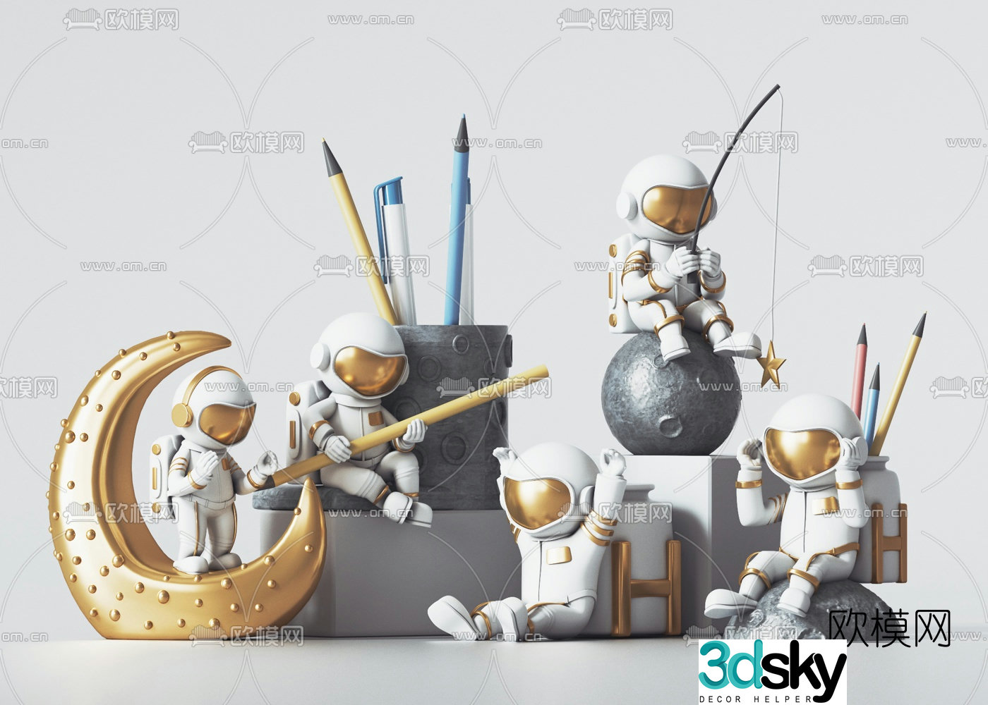 Modern astronaut toy 3d model