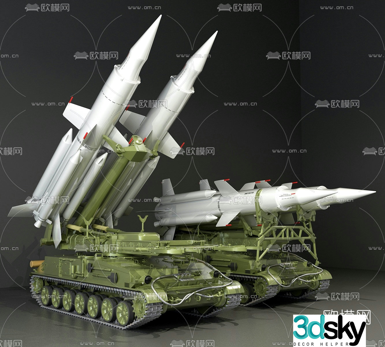 Modern missile launch vehicle 3d model