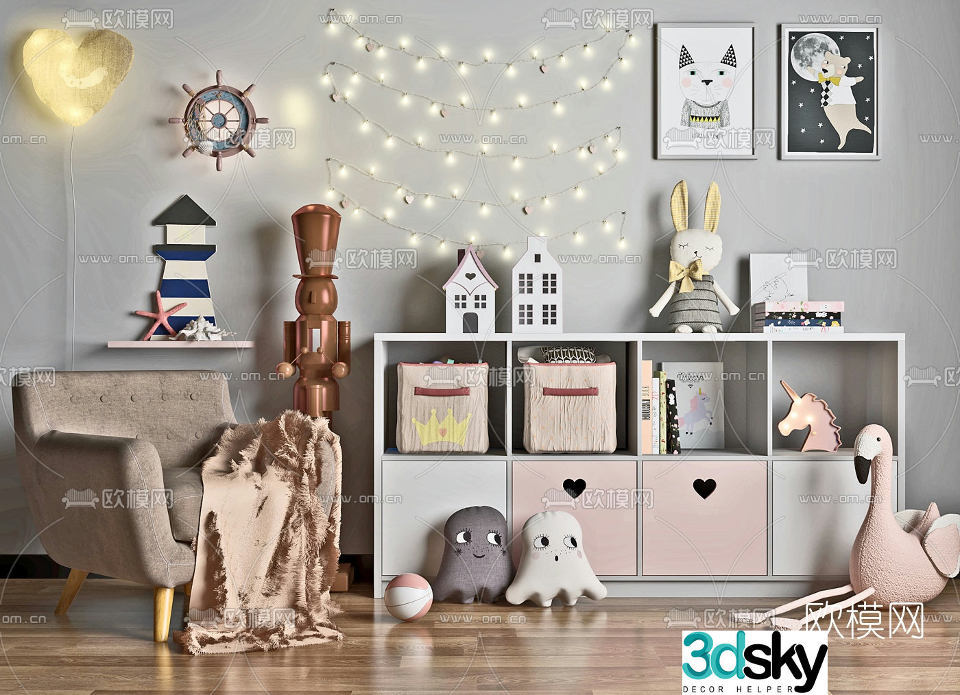 Nordic leisure sofa children’s cabinet 3d model