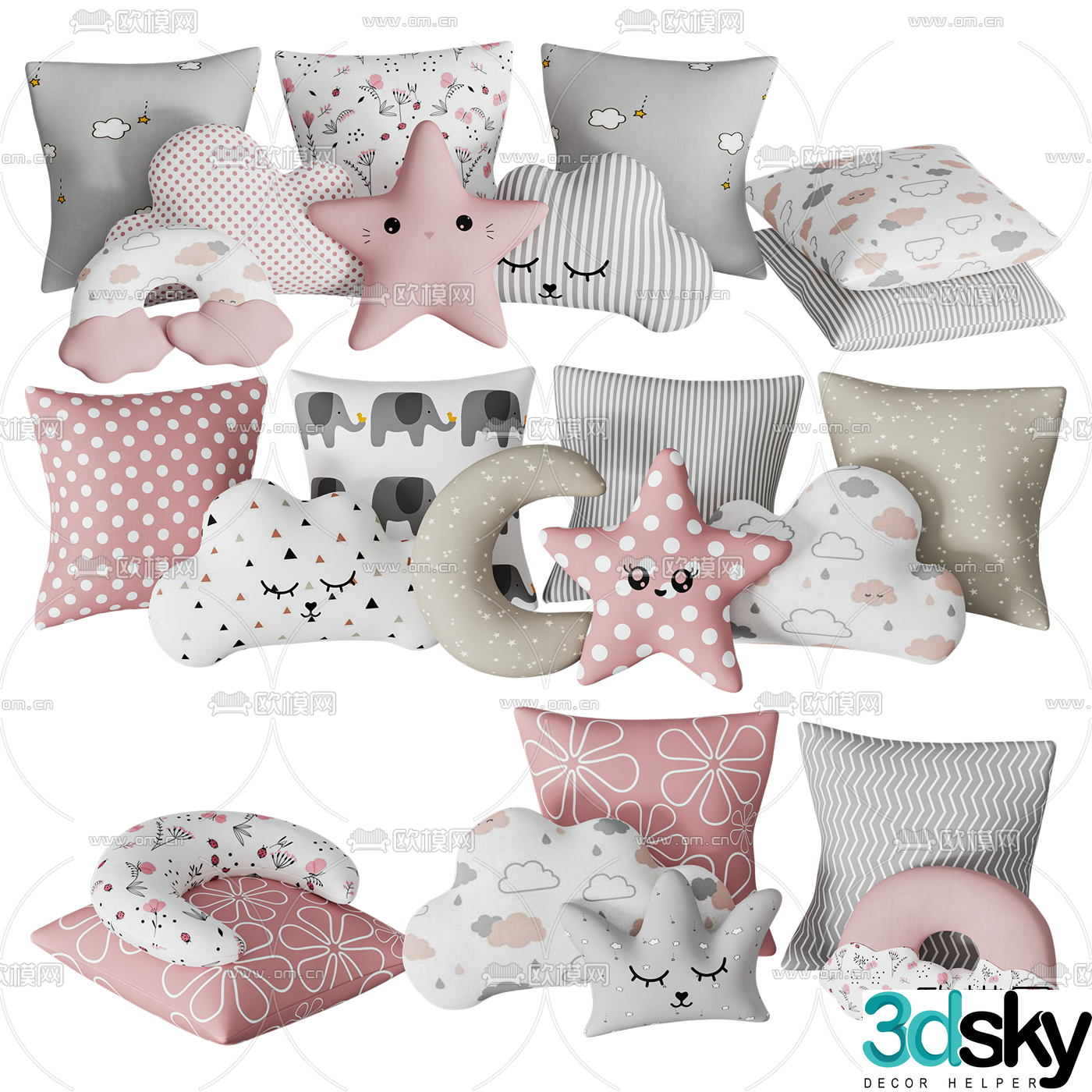 Modern fabric cartoon children’s pillow 3D model