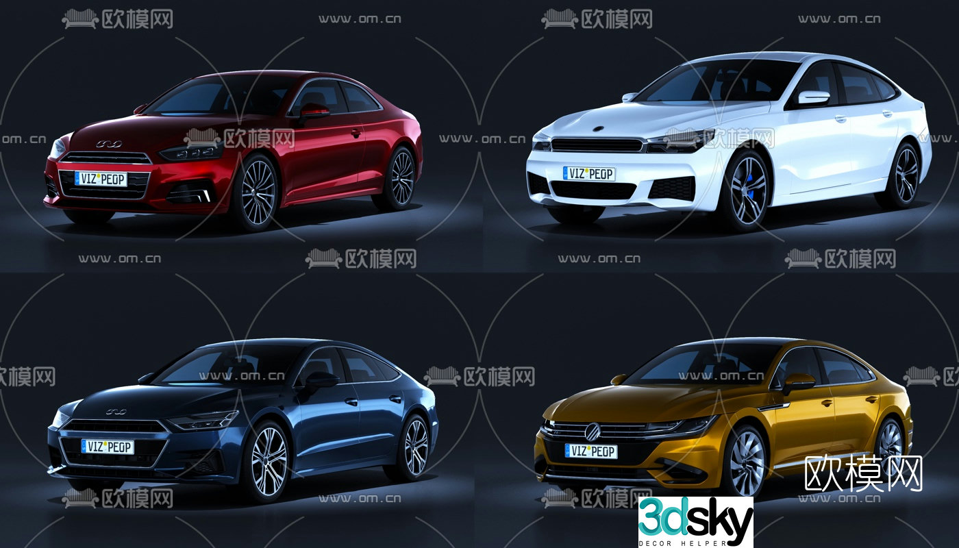 Modern sedan car 3d model