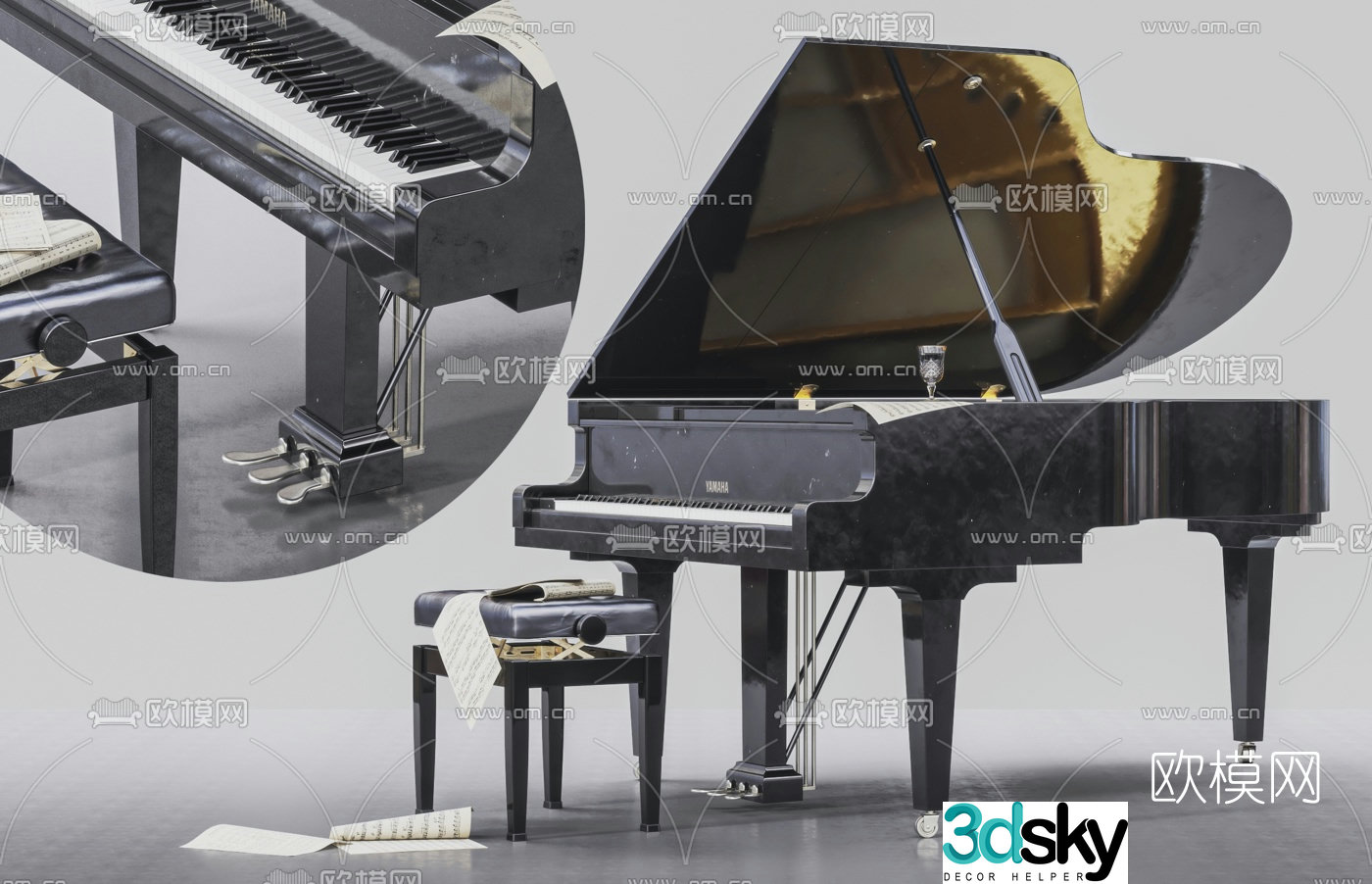 modern piano 3d model