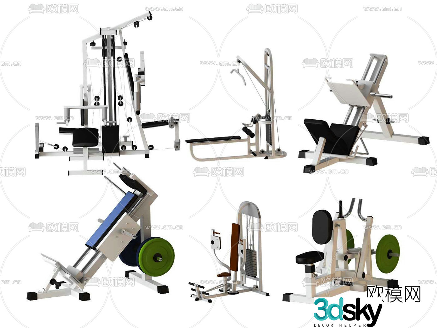 Modern fitness equipment 3d model