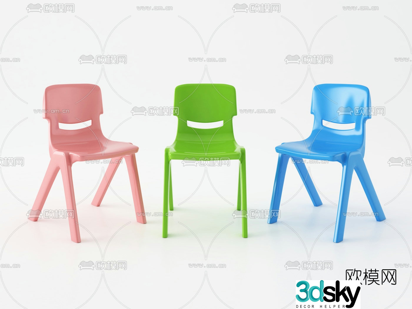 Nordic plastic children’s chair 3d model