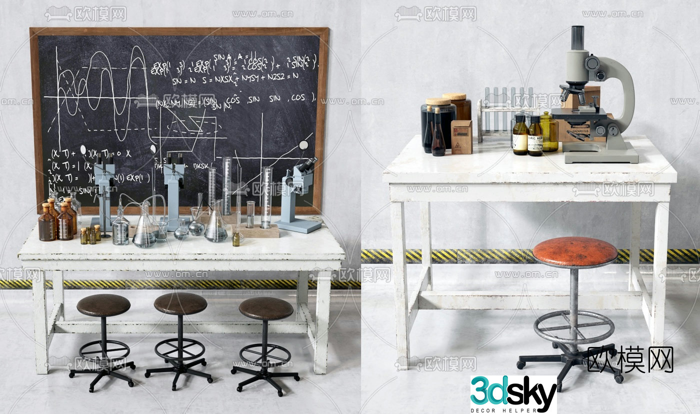 Modern chemistry laboratory equipment 3d model