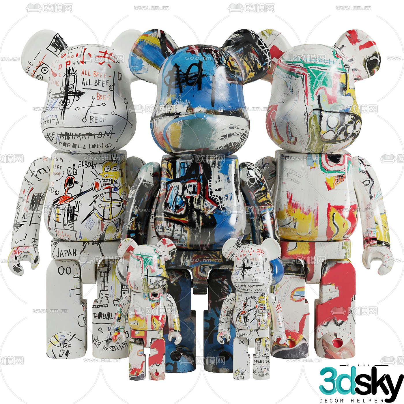 Modern graffiti violent bear doll ornaments 3d model