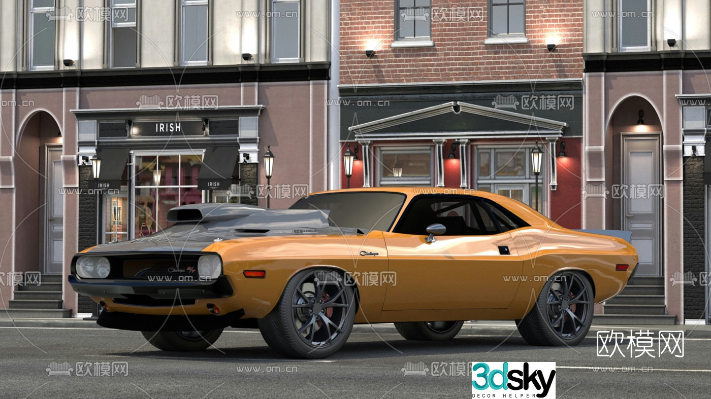 modern dodge challenger sports car 3d model