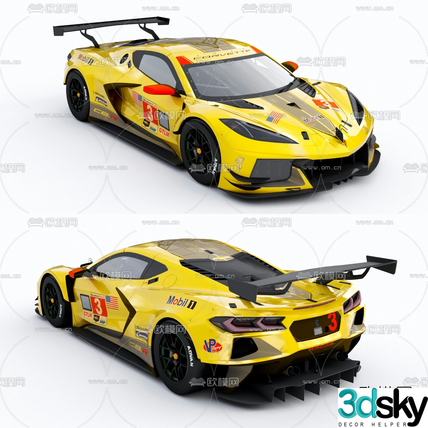 Modern Chevrolet Corvette race car 3d model