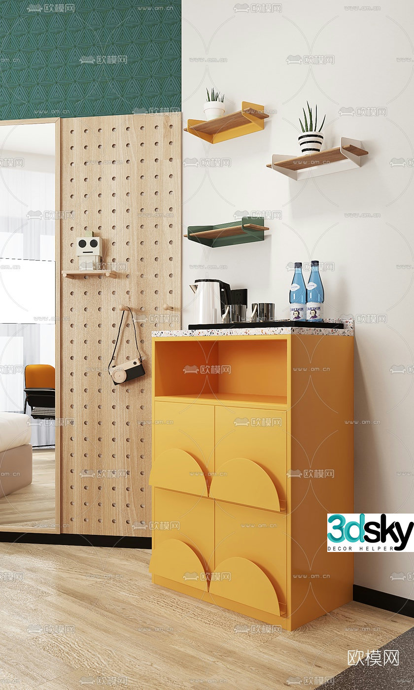 Nordic hotel room 3d model
