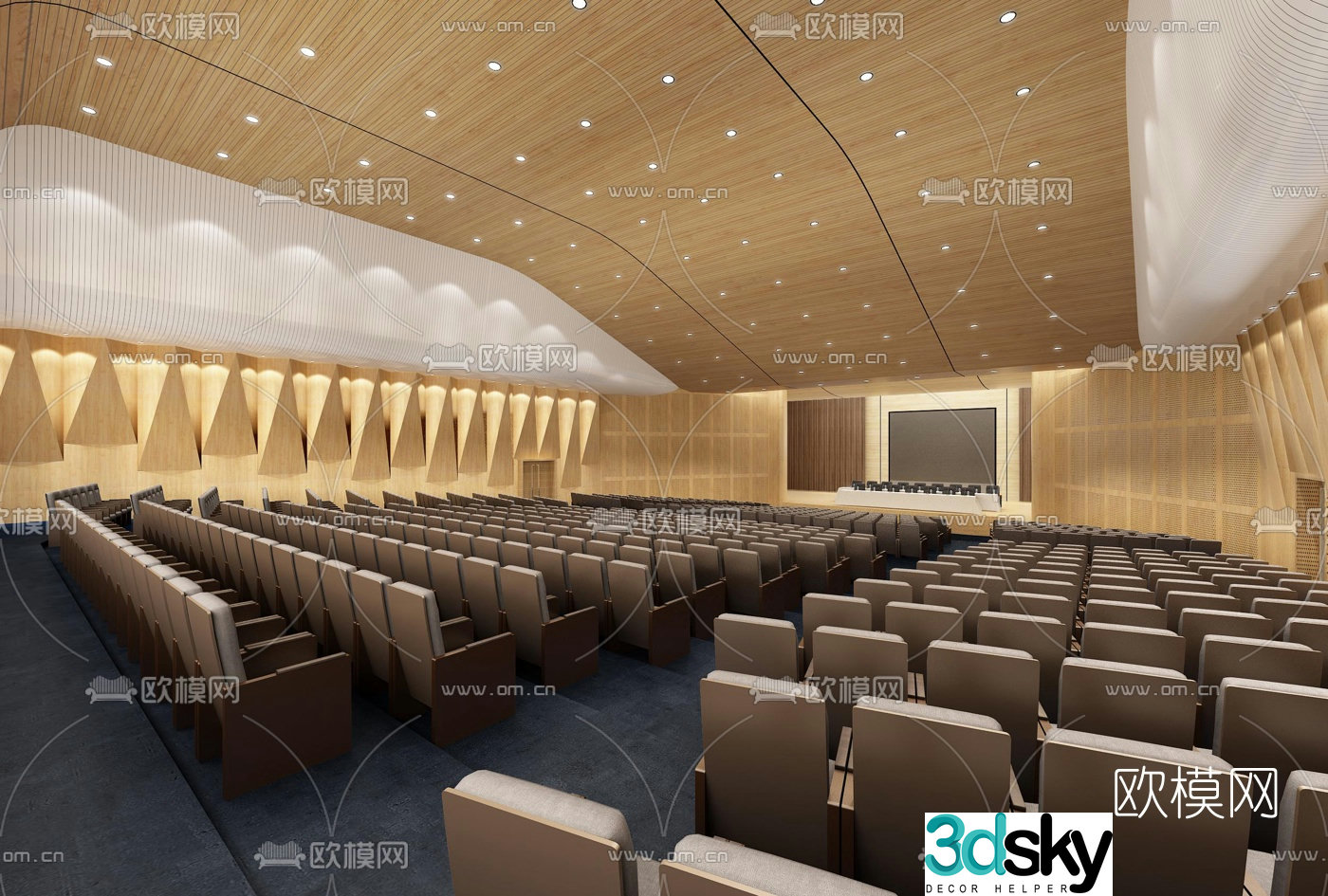 Modern hotel conference hall lecture hall 3d model