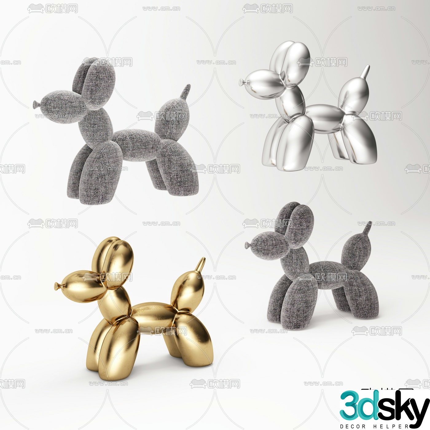 Modern puppy balloon toy 3d model