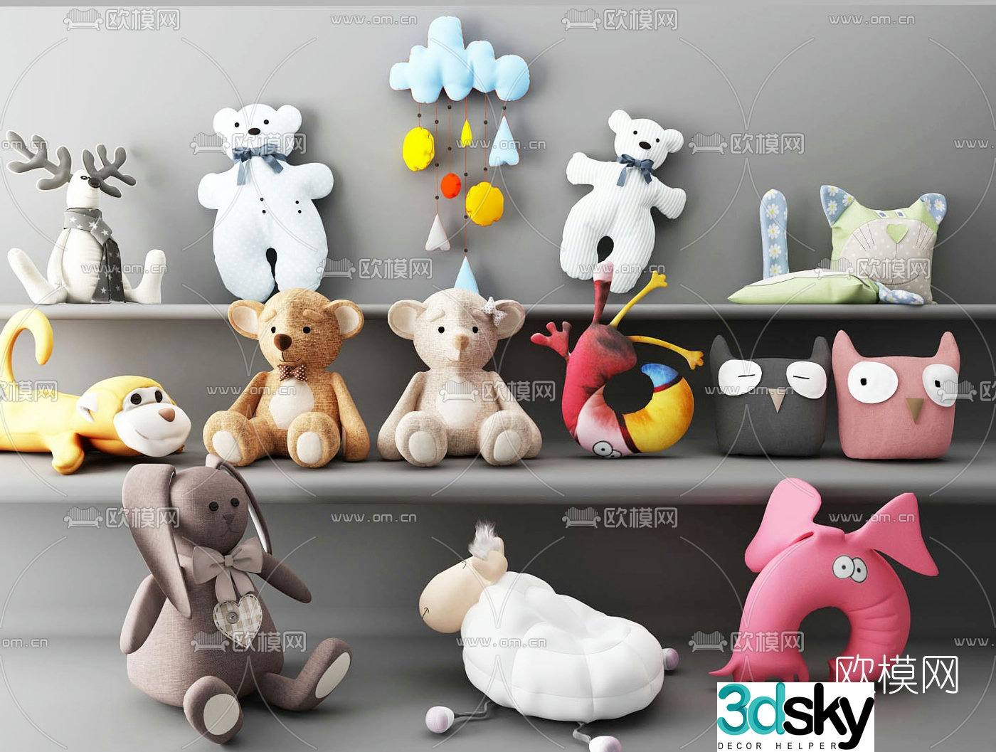 Modern children’s fabric doll toy 3d model