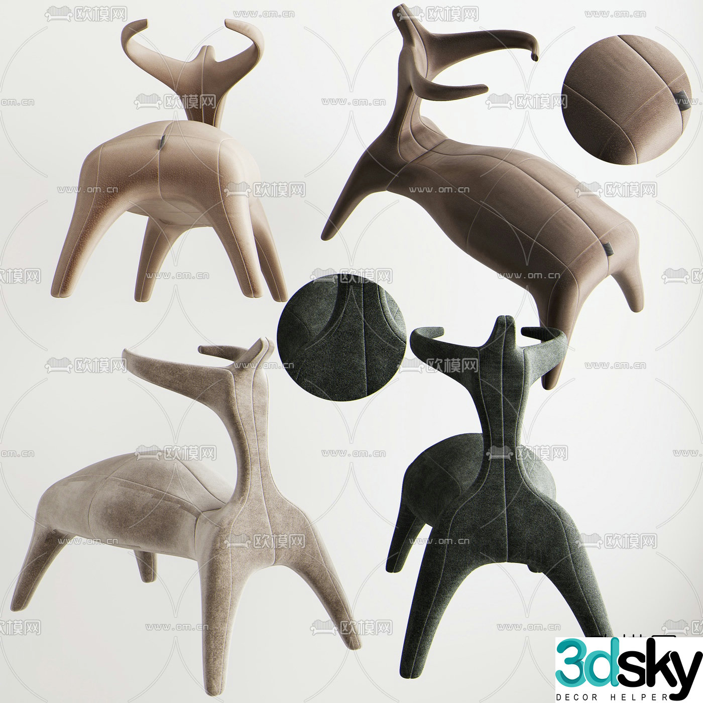 Modern deer shaped children’s chair 3d model