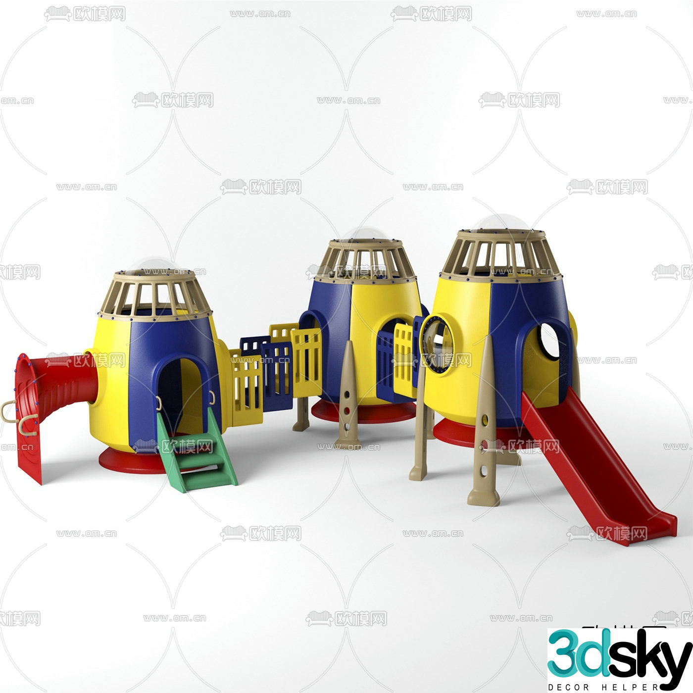 Modern children's outdoor plastic combination slide 3d model