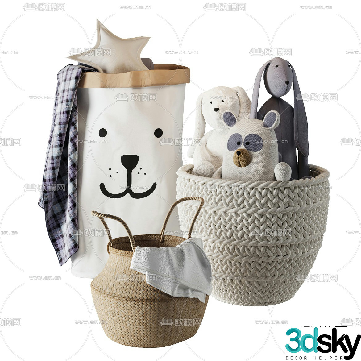 Modern children’s doll storage basket 3D model
