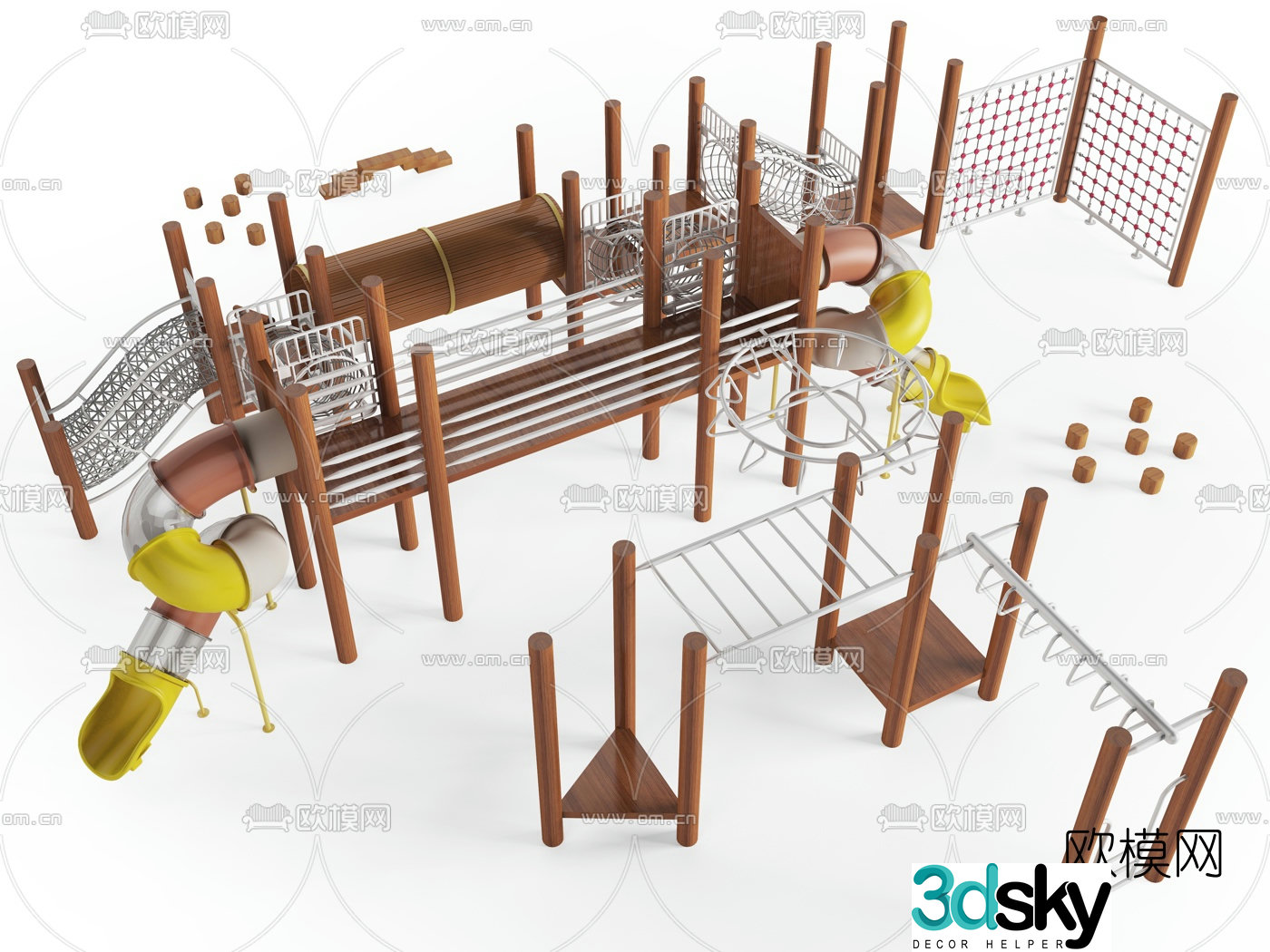 Modern children's entertainment climbing slide 3d model