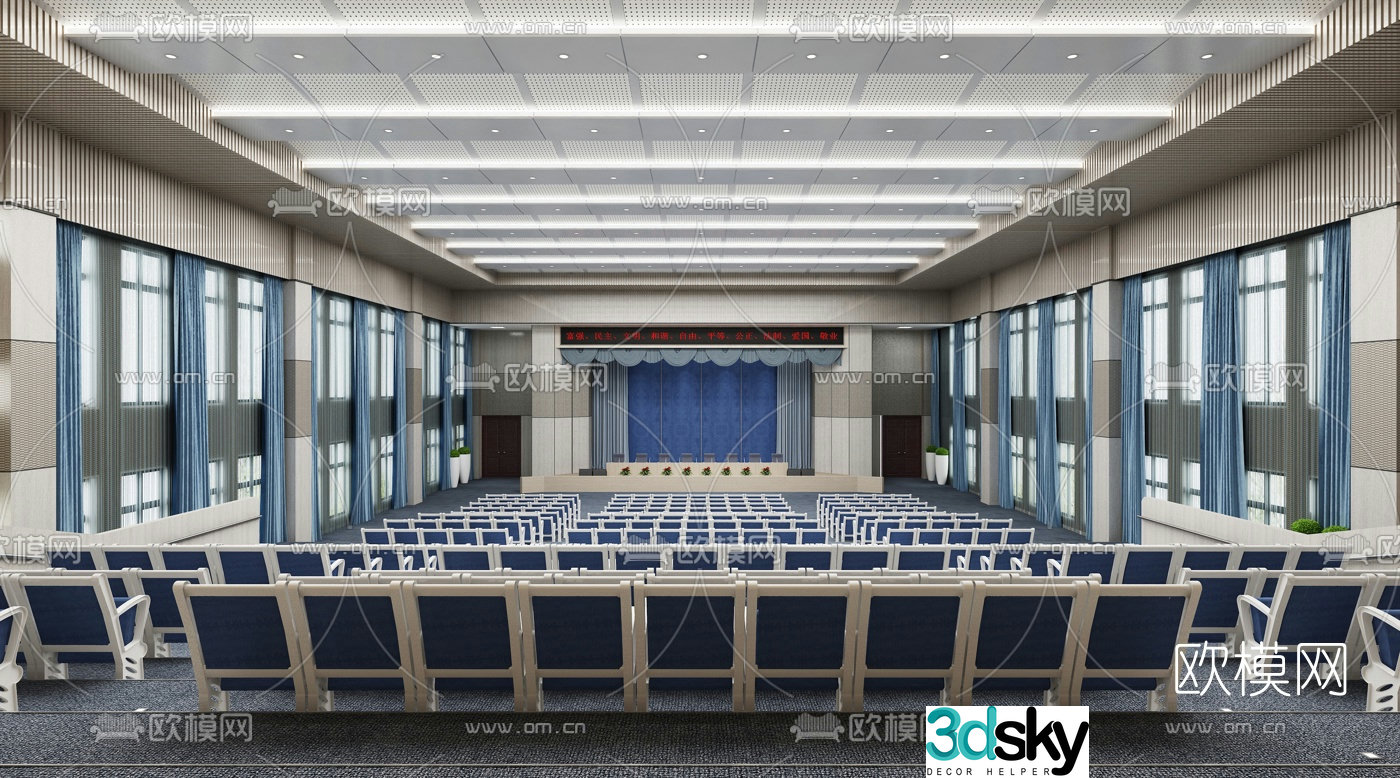 Modern staircase conference hall 3d model