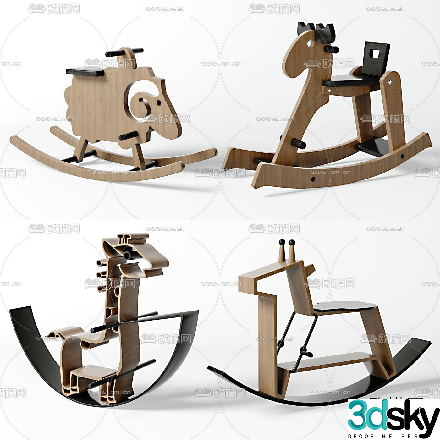 Modern children’s rocking horse toy 3d model