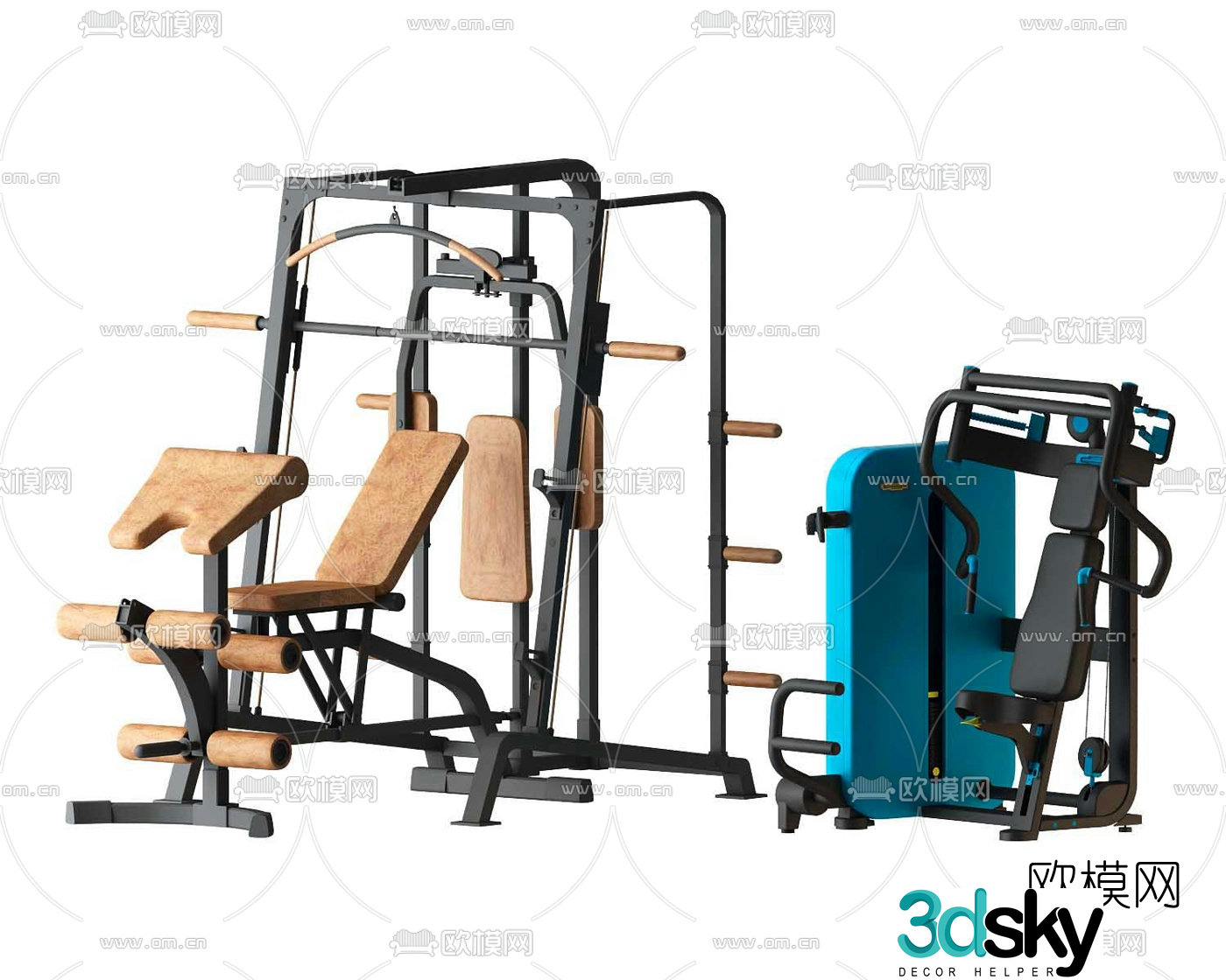 Modern fitness equipment 3d model