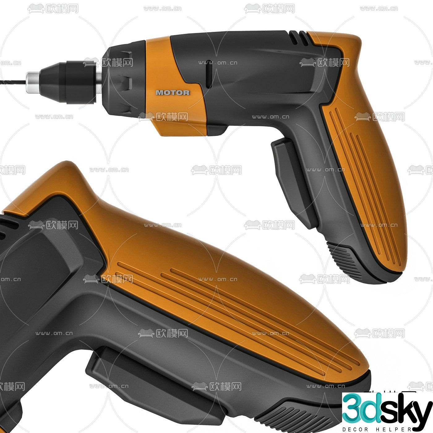 Modern electric drill impact drill 3d model