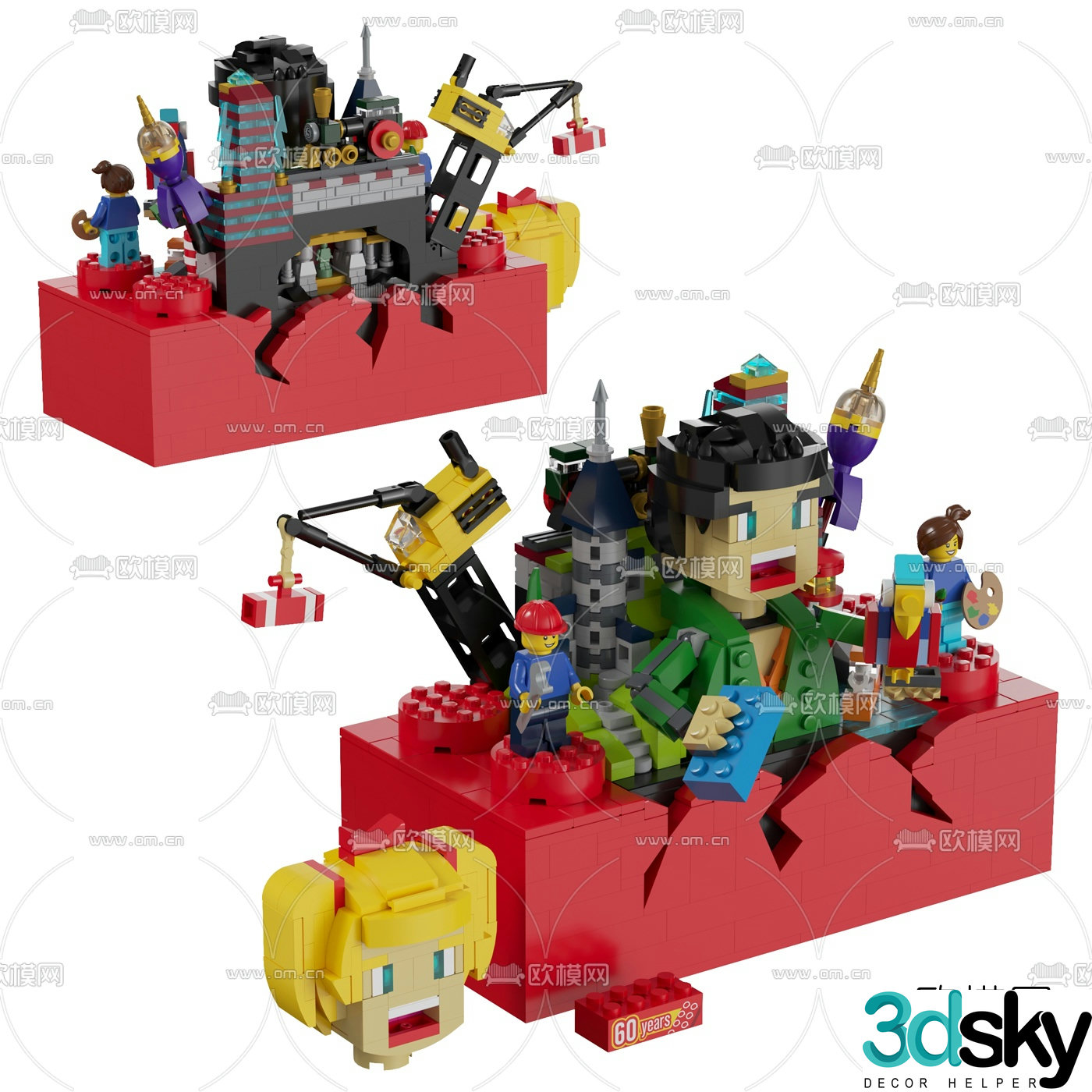 Modern character building block toy 3d model