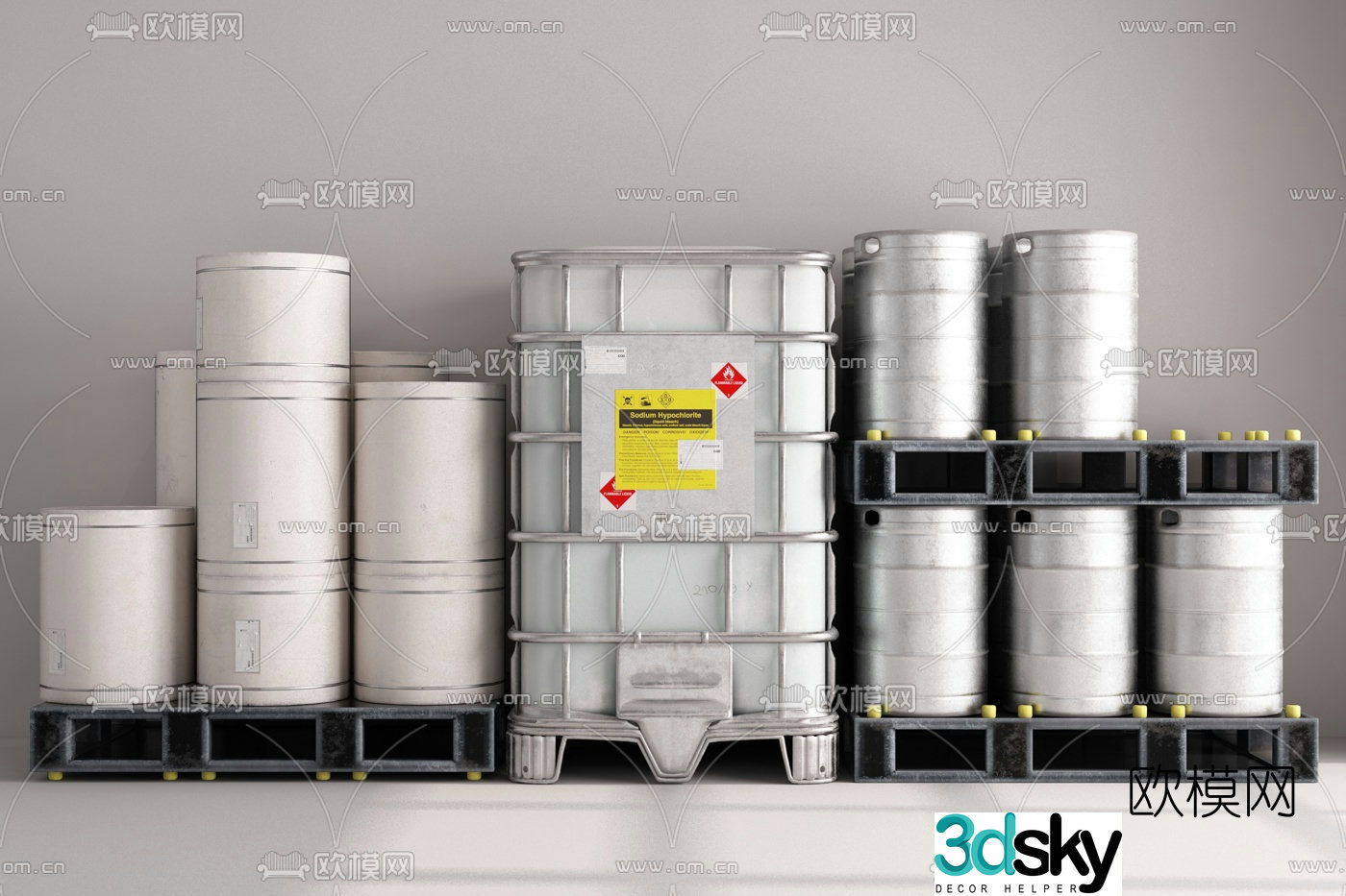 Modern water tank oil drum iron barrel industrial equipment 3d model