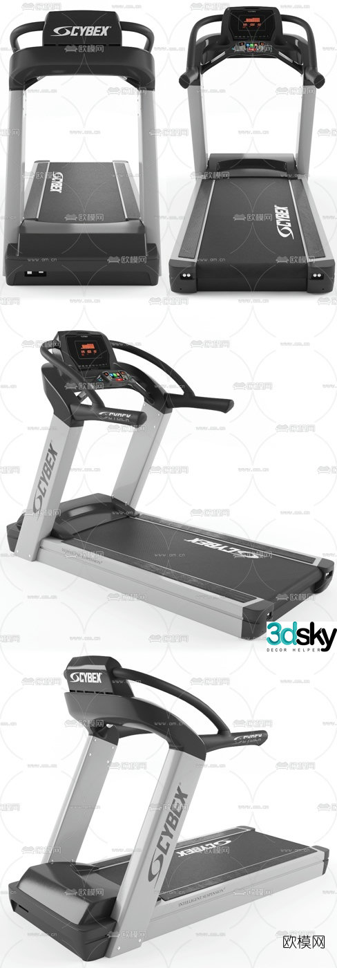 Modern fitness equipment treadmill 3d model