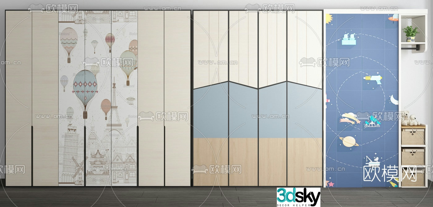 Nordic children’s wardrobe 3d model