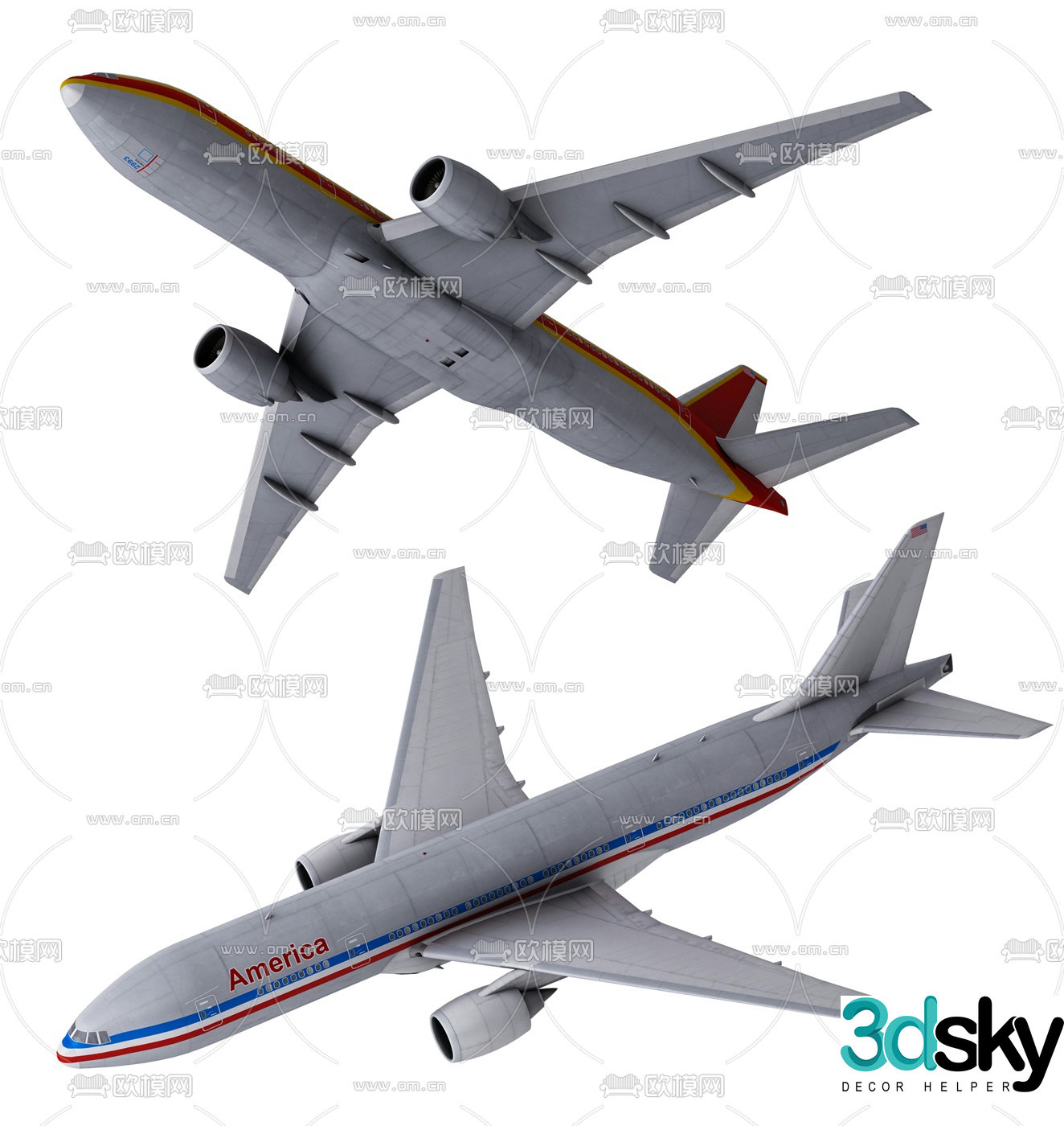 Modern Boeing 747 passenger aircraft model airplane toy 3d model