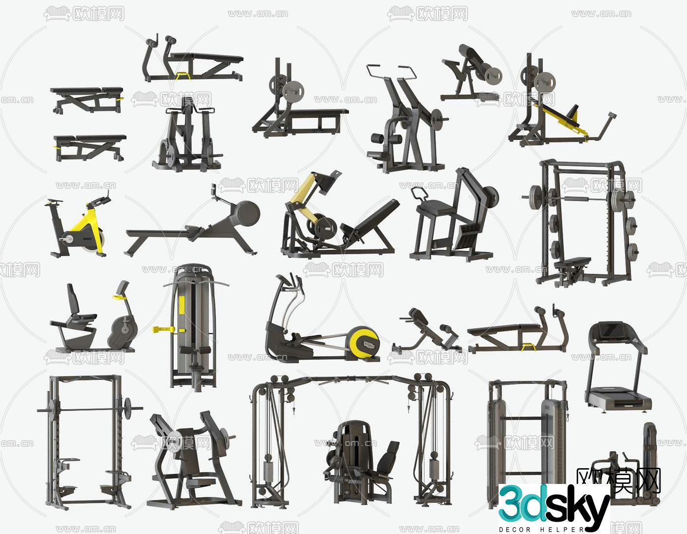 Modern fitness equipment 3d model